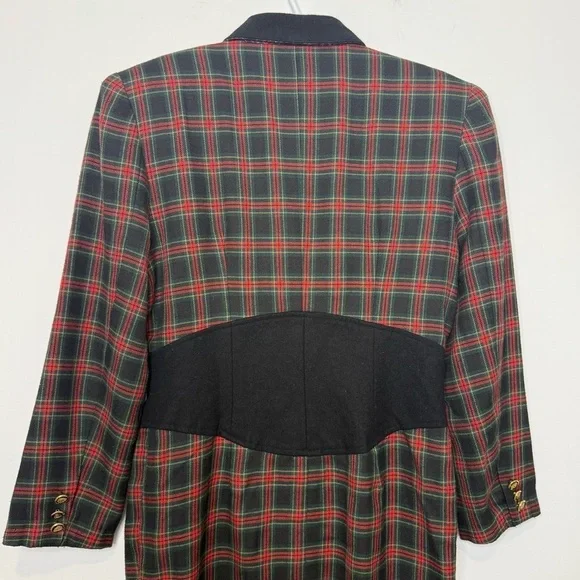 Vintage 80s Plaid Button-Up Dress | Red & Black Tartan | Small - Picture 4 of 11